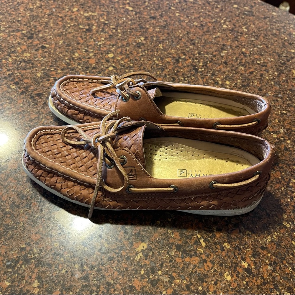 Women’s AO 2-Eye Sperry Leather Woven Boat Shoe